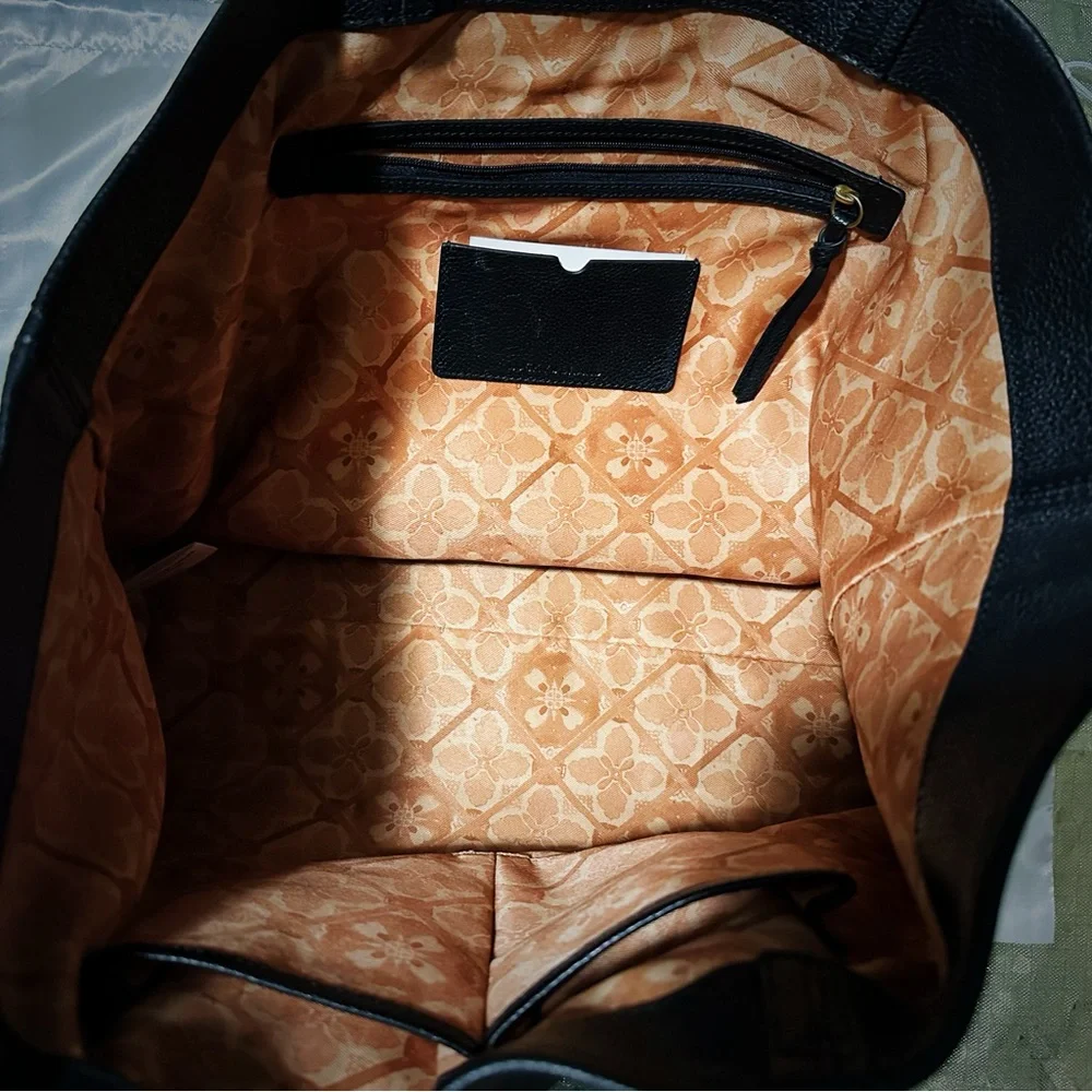 Vintage Y2K Lucky Brand Black soft Leather Tote Bag with keychain wallet laptop - Picture 14 of 17